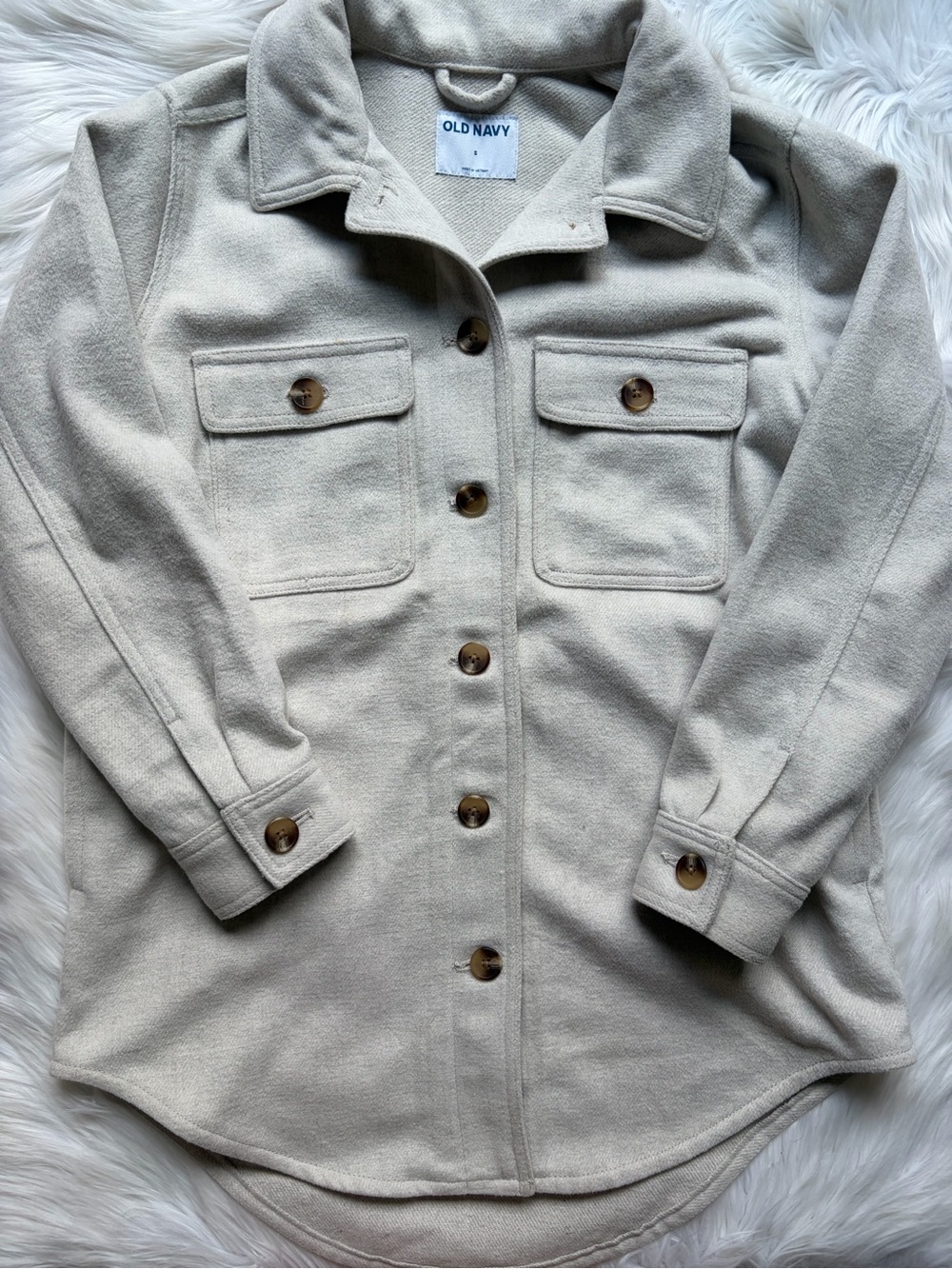 Old Navy Cream Utility Shacket with Front Flap Pockets